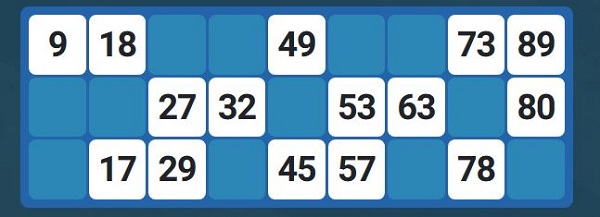 Cartón de Bingo Online