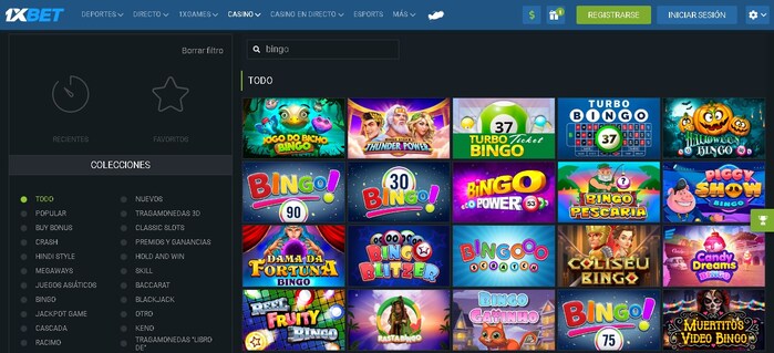 1XBET video bingo en línea con dinero real